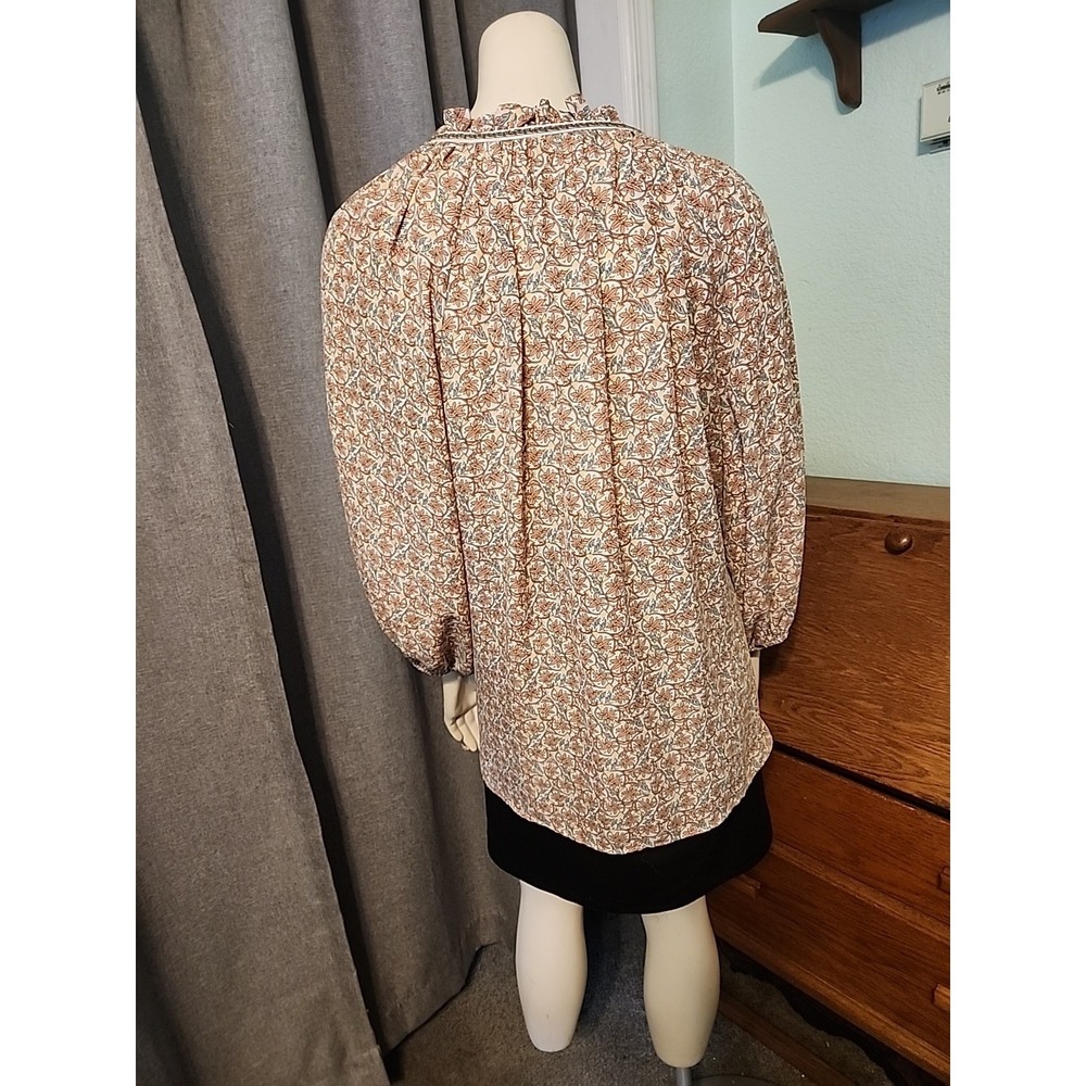 Max Studio Boho Ruffled Collar Tunic Blouse Size 1X 3/4 Sleeve Hippie Peasant - Picture 8 of 10